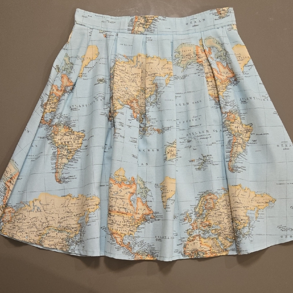 World Map Print A-Line Skirt